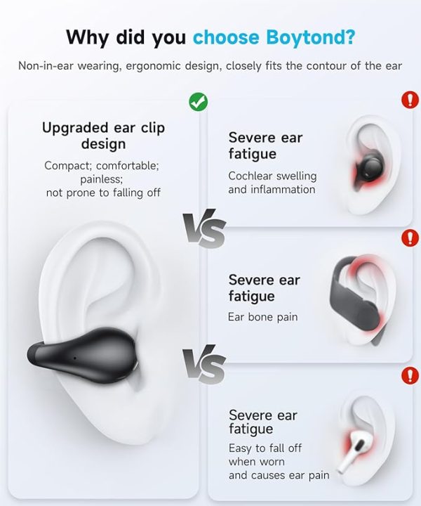 Super open earbuds - clip-on wireless Bluetooth for added comfort