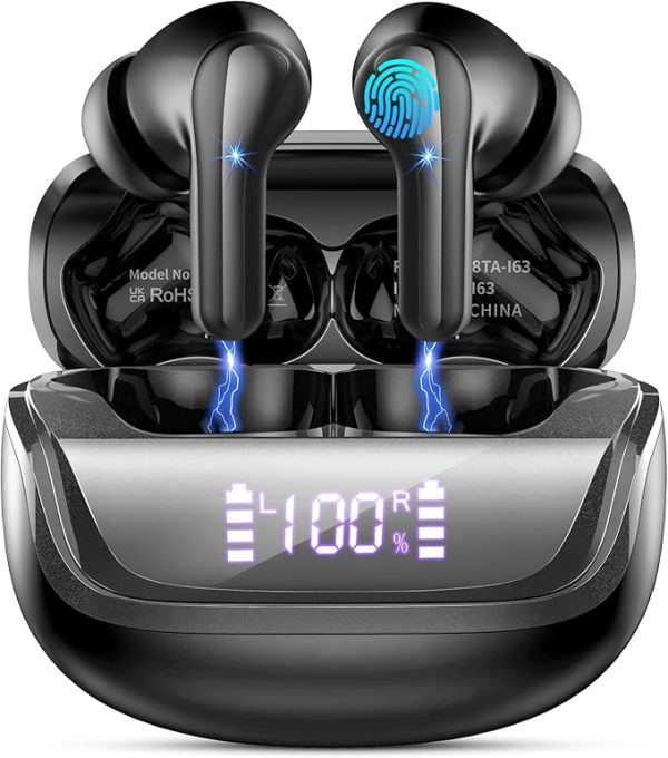 Wireless earbuds, Bluetooth 5.4 headphones, deep bass stereo