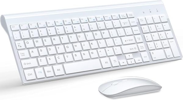 Wireless keyboard and mouse ultra thin combination white