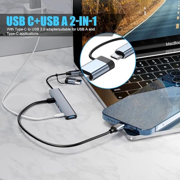 SB C/USB hub, BERLAT aluminum 7-in-1 USB