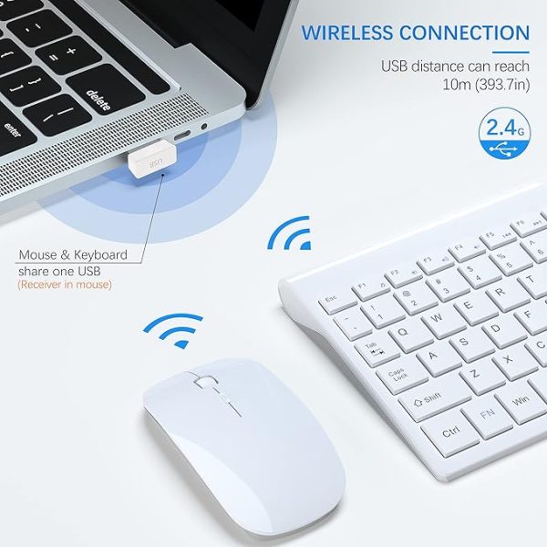 Wireless keyboard and mouse ultra thin combination white